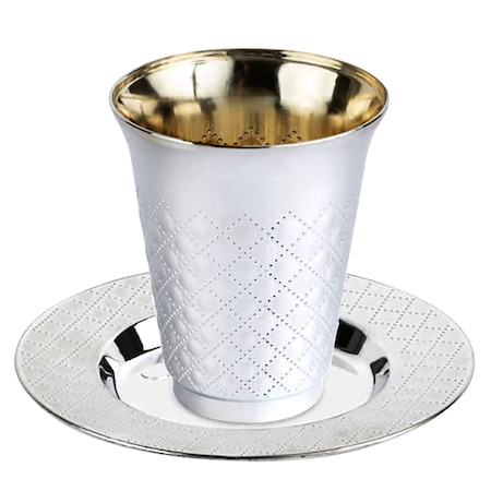 Smarty Had A Party Shiny Metallic Aluminum Silver Round Plastic Saucers and Kiddush Cup Set, 120 Cups, 120 Saucers, 240PK 2686-CASE